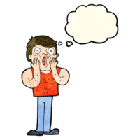 cartoon shocked gym man with thought bubble png