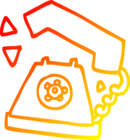 warm gradient line drawing of a cartoon retro telephone png