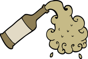 hand drawn doodle style cartoon beer pouring png