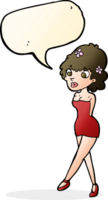 cartoon woman posing in dress with speech bubble png