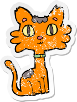 distressed sticker of a cartoon cat png