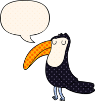 cartoon toucan with speech bubble in comic book style png