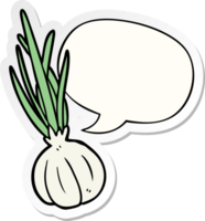 cartoon garlic bulb with speech bubble sticker png