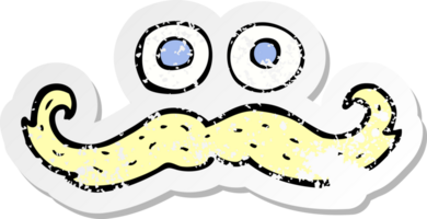 pegatina retro angustiada de una caricatura de ojos y bigote png