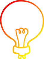 warm gradient line drawing of a cartoon light bulb png