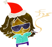 main tiré Noël rétro dessin animé de kawaii fille png