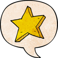 dessin animé étoile avec discours bulle dans rétro texture style png