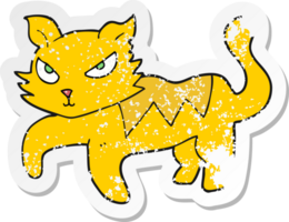 pegatina retro angustiada de un gato de dibujos animados png