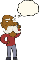 cartoon annoyed old man with thought bubble png