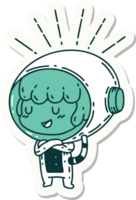 sticker of a tattoo style woman in astronaut suit png
