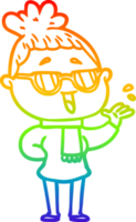 arco Iris gradiente linha desenhando do uma desenho animado feliz mulher vestindo óculos png