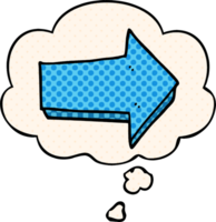 cartoon arrow with thought bubble in comic book style png