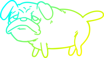 frío degradado línea dibujo de un dibujos animados infeliz doguillo perro png