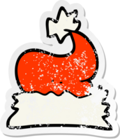 retro distressed sticker of a cartoon christmas hat png