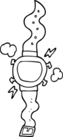 hand drawn black and white cartoon wrist watch png