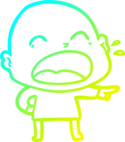 cold gradient line drawing of a cartoon shouting bald man png