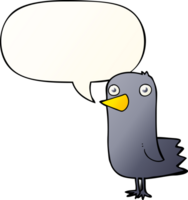 cartoon bird with speech bubble in smooth gradient style png