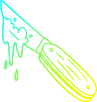 cold gradient line drawing of a cartoon bloody knife png