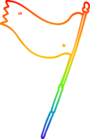 rainbow gradient line drawing of a cartoon blue flag png