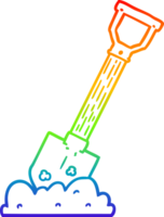 rainbow gradient line drawing of a cartoon shovel png