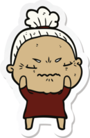 sticker of a cartoon annoyed old lady png