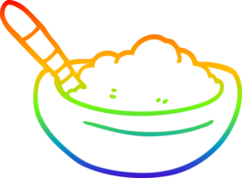 rainbow gradient line drawing of a cartoon bowl of polenta png