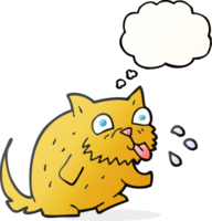 hand drawn thought bubble cartoon cat blowing raspberry png