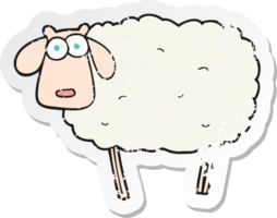 retro distressed sticker of a cartoon sheep png