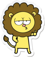 sticker of a cartoon bored lion png