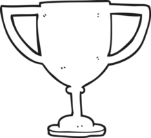 hand drawn black and white cartoon sports trophy png