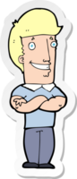 sticker of a cartoon man with folded arms grinning png