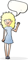 cartoon happy woman waving with speech bubble png