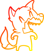 warm gradient line drawing of a laughing fox cartoon png