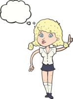 cartoon pretty woman with idea with thought bubble png