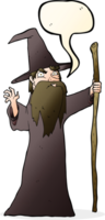 cartoon old wizard with speech bubble png