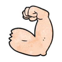 mano texturizado dibujos animados fuerte brazo flexionando bíceps png