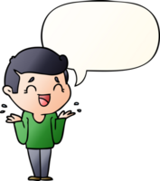 cartoon laughing confused man with speech bubble in smooth gradient style png