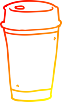 warm gradient line drawing of a cartoon take out coffee png