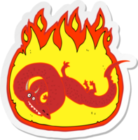 adesivo de um dragão flamejante de desenho animado png