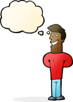 cartoon grinning man with thought bubble png