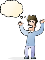 cartoon terrified man with thought bubble png