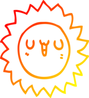 chaud pente ligne dessin de une dessin animé Soleil png