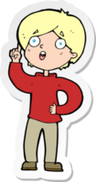 sticker of a cartoon boy with idea png