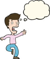 cartoon terrified man with thought bubble png
