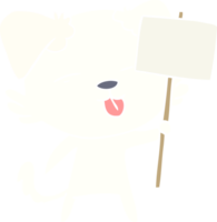flat color style cartoon dog holding sign post png
