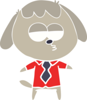 flat color style cartoon bored dog in office clothes png