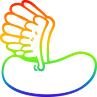 rainbow gradient line drawing of a cartoon flying sausage png