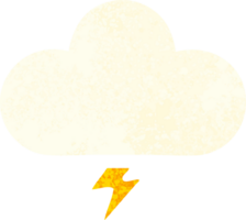 retro illustration style cartoon of a thunder cloud png