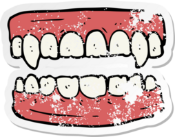 distressed sticker of a cartoon vampire teeth png