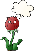 cartoon thistle with speech bubble in smooth gradient style png